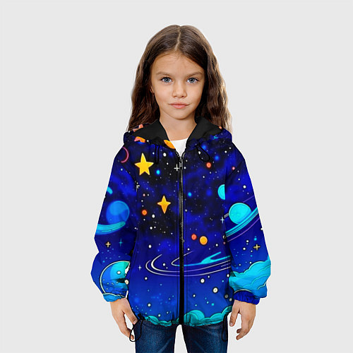 Детская куртка Мультяшный космос темно-синий / 3D-Черный – фото 3
