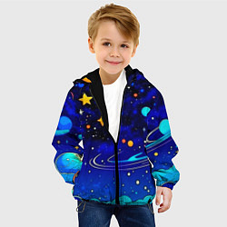 Куртка с капюшоном детская Мультяшный космос темно-синий, цвет: 3D-черный — фото 2