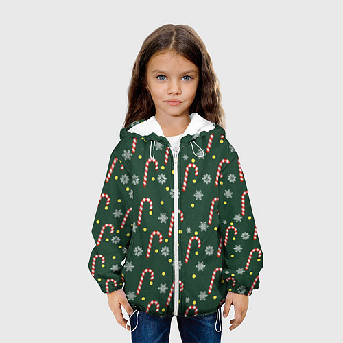 Детская куртка Рождественский леденец и снежинки узор / 3D-Белый – фото 3