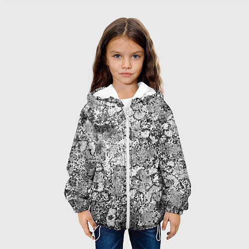 Детская куртка Черно-белый мозаичный узор / 3D-Белый – фото 3