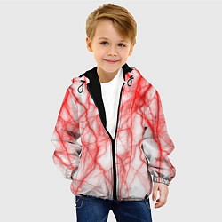 Куртка с капюшоном детская Белый фон и красные молнии, цвет: 3D-черный — фото 2