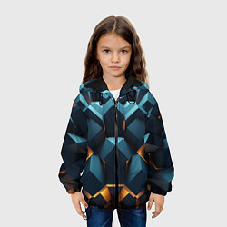 Куртка с капюшоном детская Объемные неровные плиты, цвет: 3D-черный — фото 2