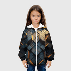Куртка с капюшоном детская Объемные кубы, цвет: 3D-белый — фото 2