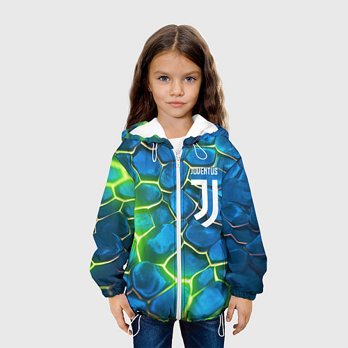 Детская куртка Juventus blue green neon / 3D-Белый – фото 3