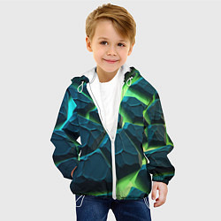 Куртка с капюшоном детская Камни в неоне, цвет: 3D-белый — фото 2