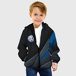 Куртка с капюшоном детская Фольцваген - синяя броня, цвет: 3D-черный — фото 2