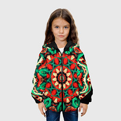 Куртка с капюшоном детская Мандала калейдоскоп, цвет: 3D-черный — фото 2