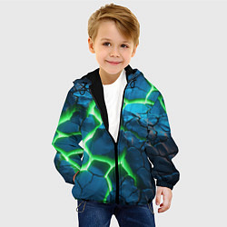 Куртка с капюшоном детская Разлом зеленых плит, цвет: 3D-черный — фото 2