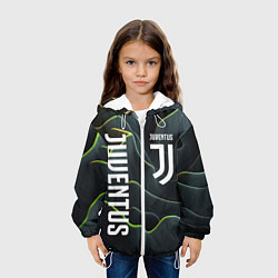 Куртка с капюшоном детская Juventus dark green logo, цвет: 3D-белый — фото 2