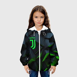 Куртка с капюшоном детская Juventus black green logo, цвет: 3D-белый — фото 2
