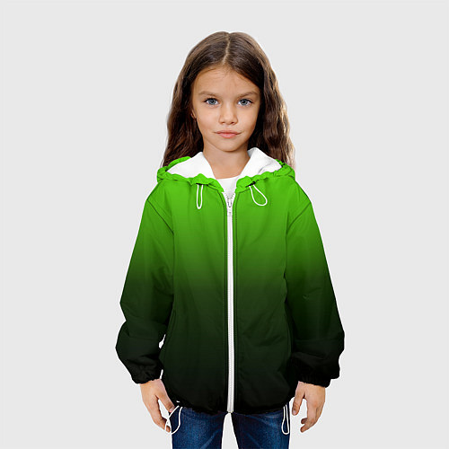 Детская куртка Градиент ядовитый зеленый - черный / 3D-Белый – фото 3