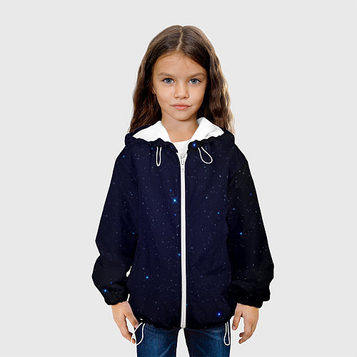 Детская куртка Тёмный космос и синие звёзды / 3D-Белый – фото 3