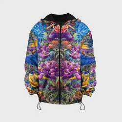 Куртка с капюшоном детская Зеркальный цветочный паттерн с птицами - мода - не, цвет: 3D-черный
