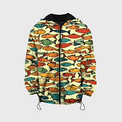 Куртка с капюшоном детская Стайка рыбок, цвет: 3D-черный