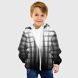 Куртка с капюшоном детская Черная градиентная клетка, цвет: 3D-белый — фото 2