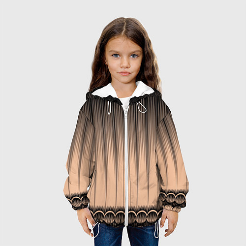 Детская куртка Персиковый полосатый градиент / 3D-Белый – фото 3