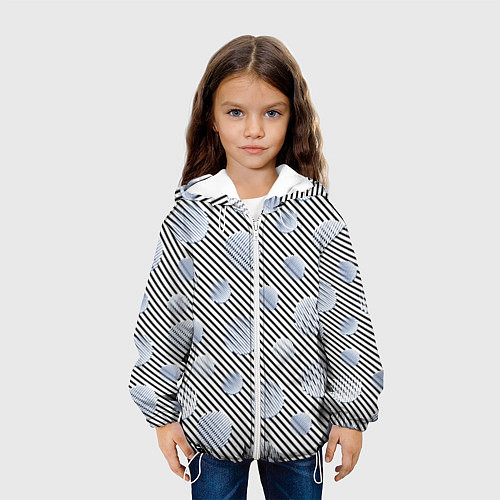 Детская куртка Серебристые круги на полосатом фоне / 3D-Белый – фото 3