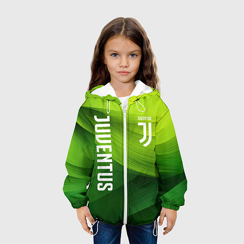 Детская куртка Ювентус лого на зеленом фоне / 3D-Белый – фото 3
