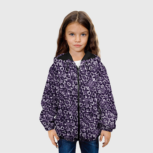 Детская куртка Фиолетовый паттерн узоры / 3D-Черный – фото 3