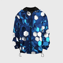 Куртка с капюшоном детская Cyber hexagon Blue, цвет: 3D-черный