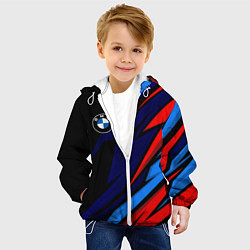 Куртка с капюшоном детская BMW - m colors and black, цвет: 3D-белый — фото 2