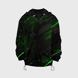 Куртка с капюшоном детская Dark black green abstract, цвет: 3D-черный