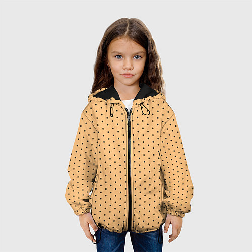 Детская куртка Жёлтый в чёрный горошек / 3D-Черный – фото 3
