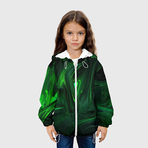 Детская куртка Зеленые разводы / 3D-Белый – фото 3