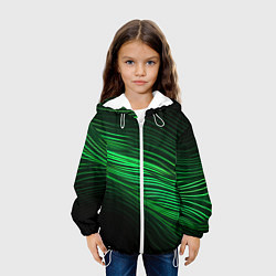 Куртка с капюшоном детская Green neon lines, цвет: 3D-белый — фото 2