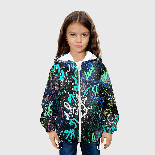 Детская куртка Цветные росписи на чёрнам / 3D-Белый – фото 3