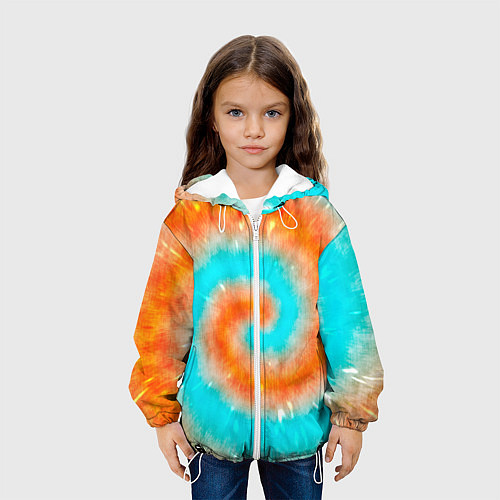 Детская куртка Тай-дай апельсин / 3D-Белый – фото 3