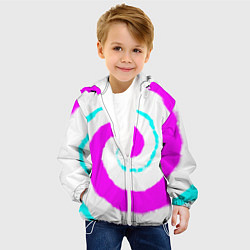Куртка с капюшоном детская Тай-дай розовый, цвет: 3D-белый — фото 2