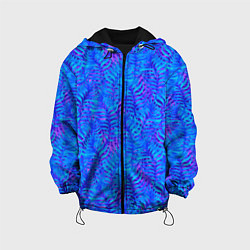 Куртка с капюшоном детская Синие неоновые листья, цвет: 3D-черный