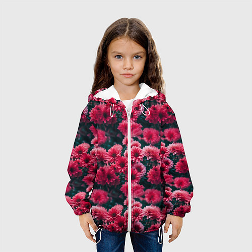 Детская куртка Красные цветы узор / 3D-Белый – фото 3
