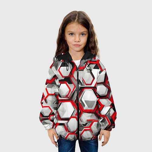 Детская куртка Кибер Hexagon Красный / 3D-Черный – фото 3