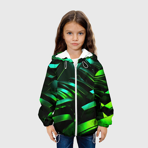 Детская куртка Dark green abstract / 3D-Белый – фото 3