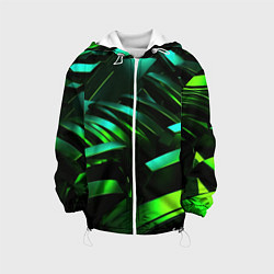 Куртка с капюшоном детская Dark green abstract, цвет: 3D-белый
