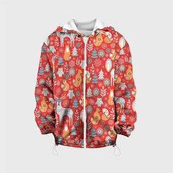 Куртка с капюшоном детская Ноговодние животные и птицы в скандинавском стиле, цвет: 3D-белый