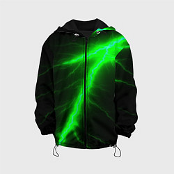 Куртка с капюшоном детская Зеленый разряд молнии, цвет: 3D-черный