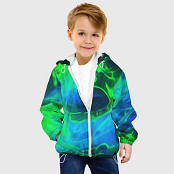 Куртка с капюшоном детская Зеленый и синий дым, цвет: 3D-белый — фото 2