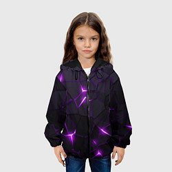 Куртка с капюшоном детская Неоновые плиты с фиолетовым свечением, цвет: 3D-черный — фото 2