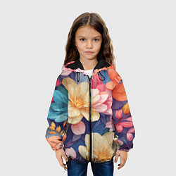 Куртка с капюшоном детская Водянная лилия лотосы кувшинки, цвет: 3D-черный — фото 2