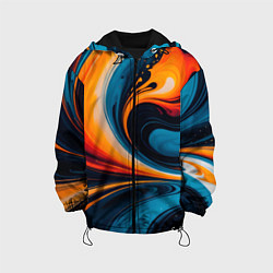 Куртка с капюшоном детская Жидкая стихия огонь и вода, цвет: 3D-черный