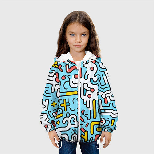 Детская куртка Геометрическая контурная абстракция / 3D-Белый – фото 3