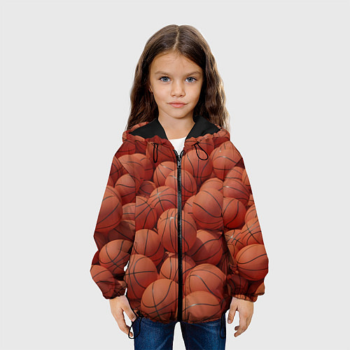 Детская куртка Узор с баскетбольными мячами / 3D-Черный – фото 3