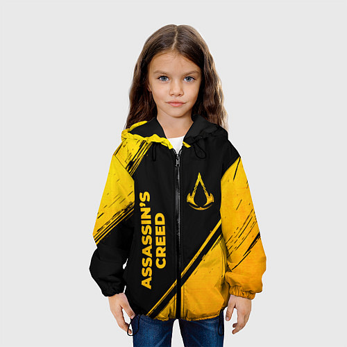 Детская куртка Assassins Creed - gold gradient: надпись, символ / 3D-Черный – фото 3