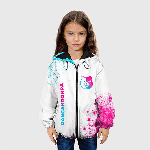 Детская куртка Danganronpa neon gradient style: надпись, символ / 3D-Черный – фото 3