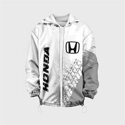 Куртка с капюшоном детская Honda speed на светлом фоне со следами шин: надпис, цвет: 3D-белый