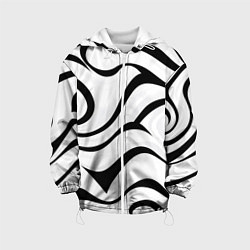Куртка с капюшоном детская Анималистическая абстракция зебры, цвет: 3D-белый