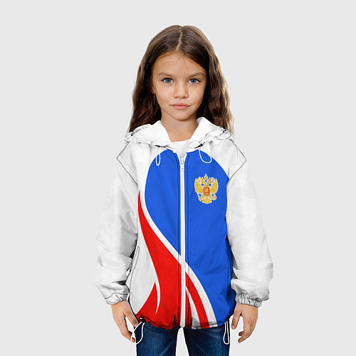Детская куртка Герб РФ - white sport / 3D-Белый – фото 3